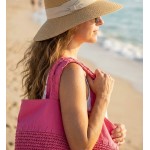 Straw Shopping Tote Bags - Fuchsia - BG-ST169FU